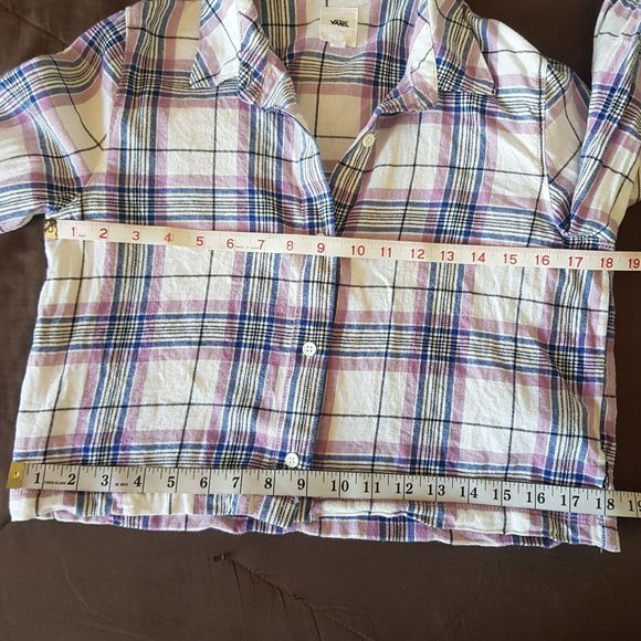 Vans Womens Button Down Shirt Size Small Plaid Crop Rodeo Festival Western - Picture 11 of 12